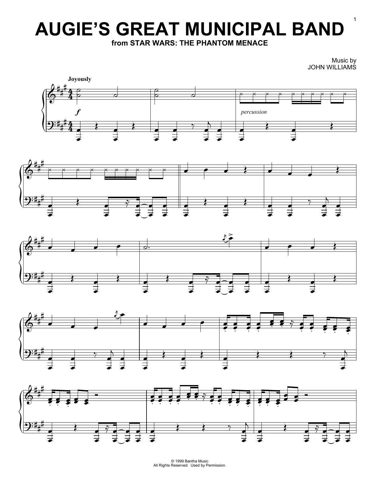 Augie's Great Municipal Band (from Star Wars: The Phantom Menace) (Piano Solo) von John Williams