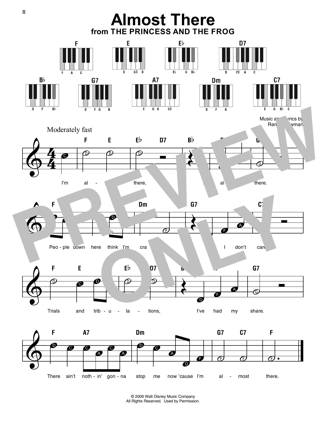 Almost There (from The Princess and the Frog) (Super Easy Piano) von Randy Newman
