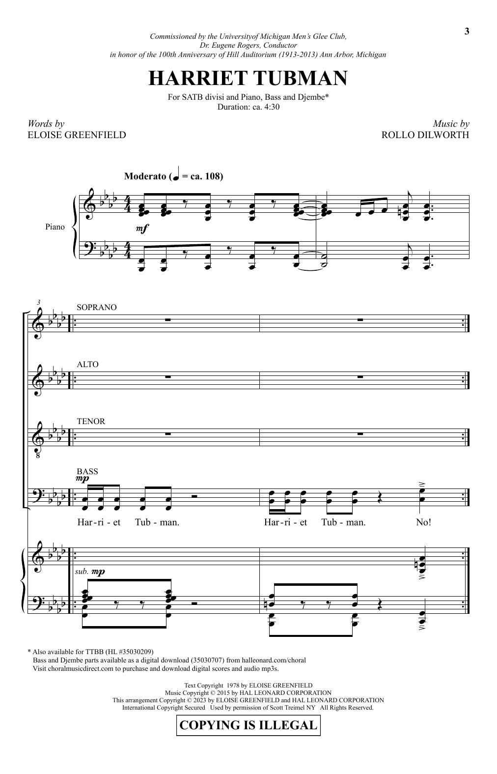 Harriet Tubman (SATB Choir) von Rollo Dilworth