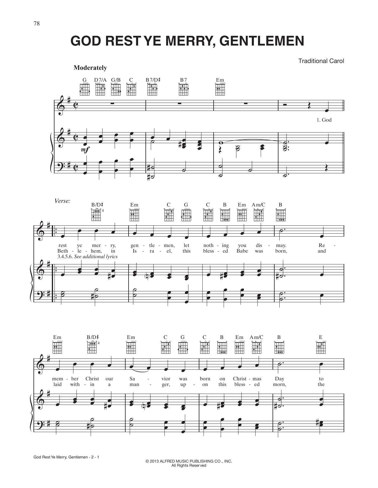 God Rest Ye Merry, Gentlemen (Piano, Vocal & Guitar Chords (Right-Hand Melody)) von Traditional English Carol