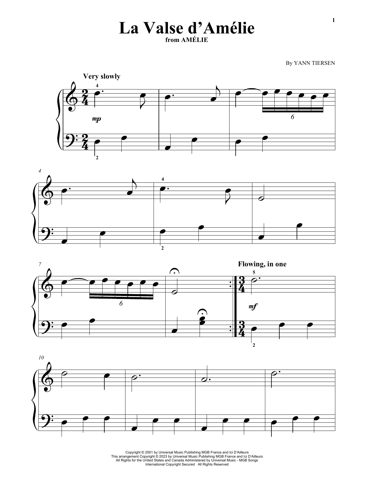 La Valse D'Amelie (from Amelie) (Big Note Piano) von Yann Tiersen