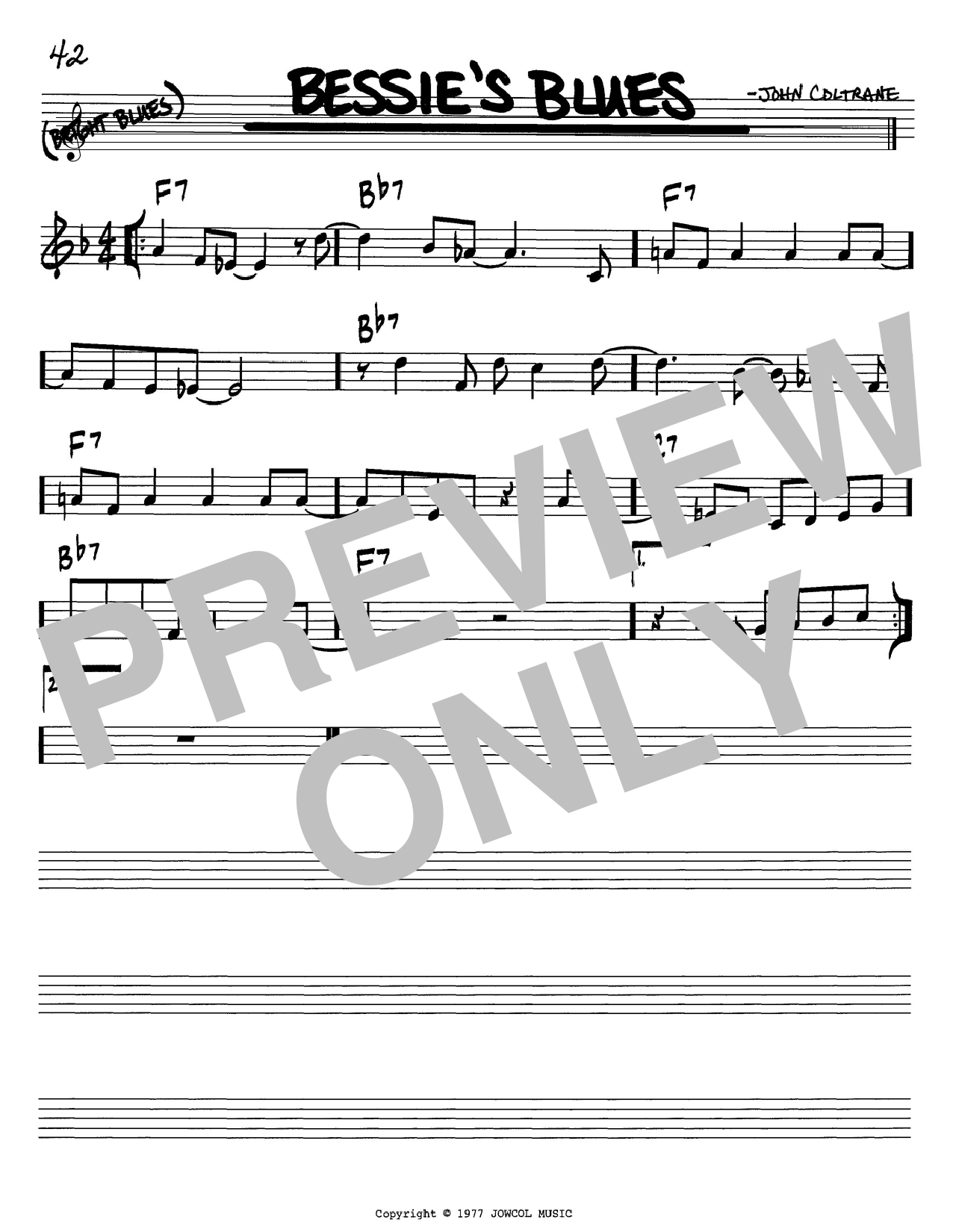 Bessie's Blues (Real Book  Melody & Chords  Bb Instruments) von John Coltrane