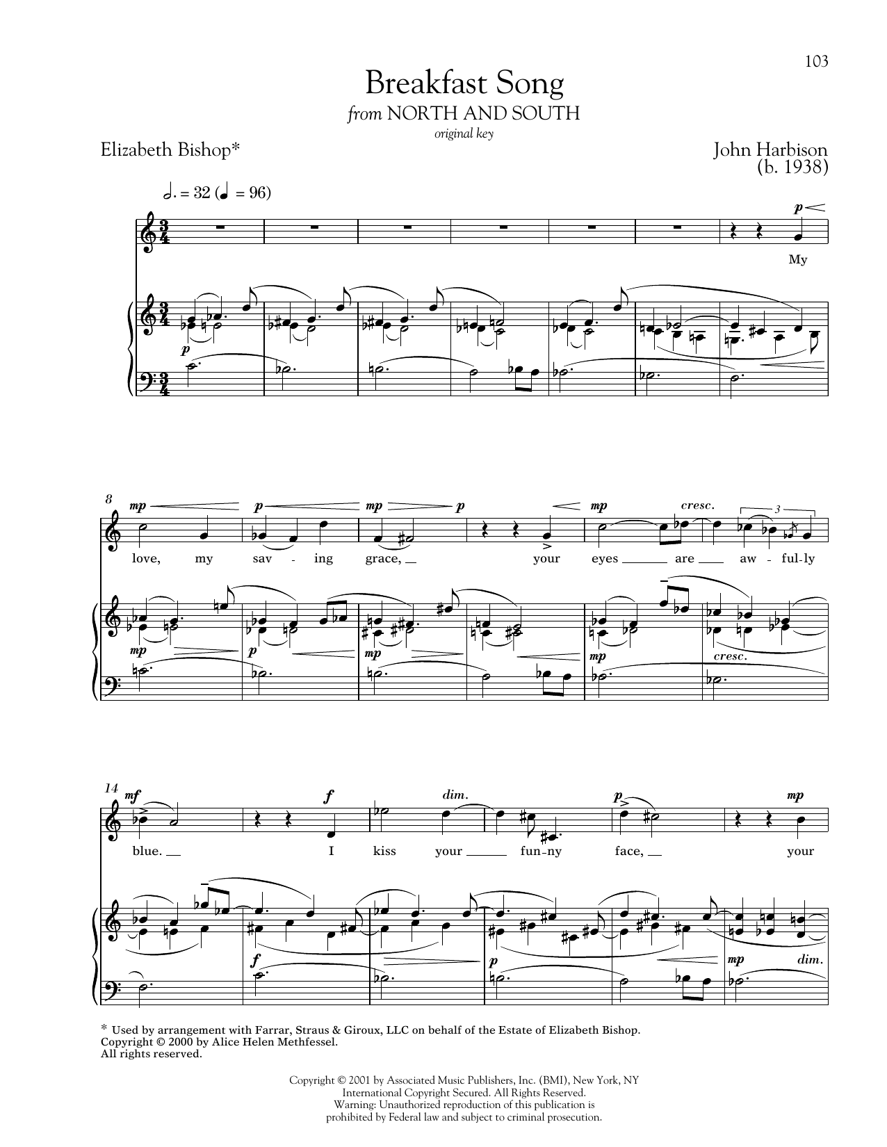 Breakfast Song (Piano & Vocal) von John Harbison