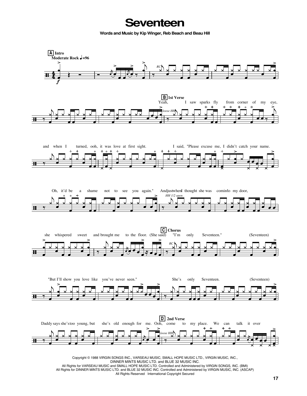 Seventeen (Drums Transcription) von Winger