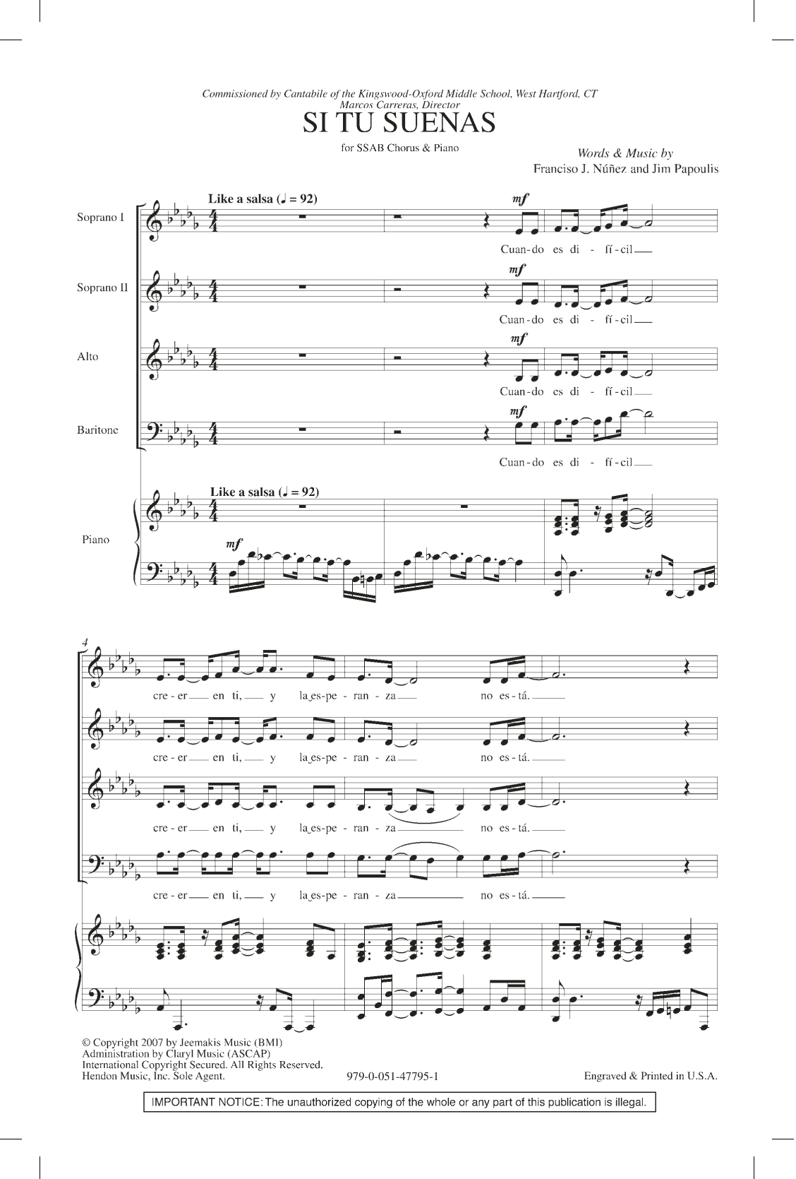 Si Tu Suenas (SATB Choir) von Francisco J. Nuez