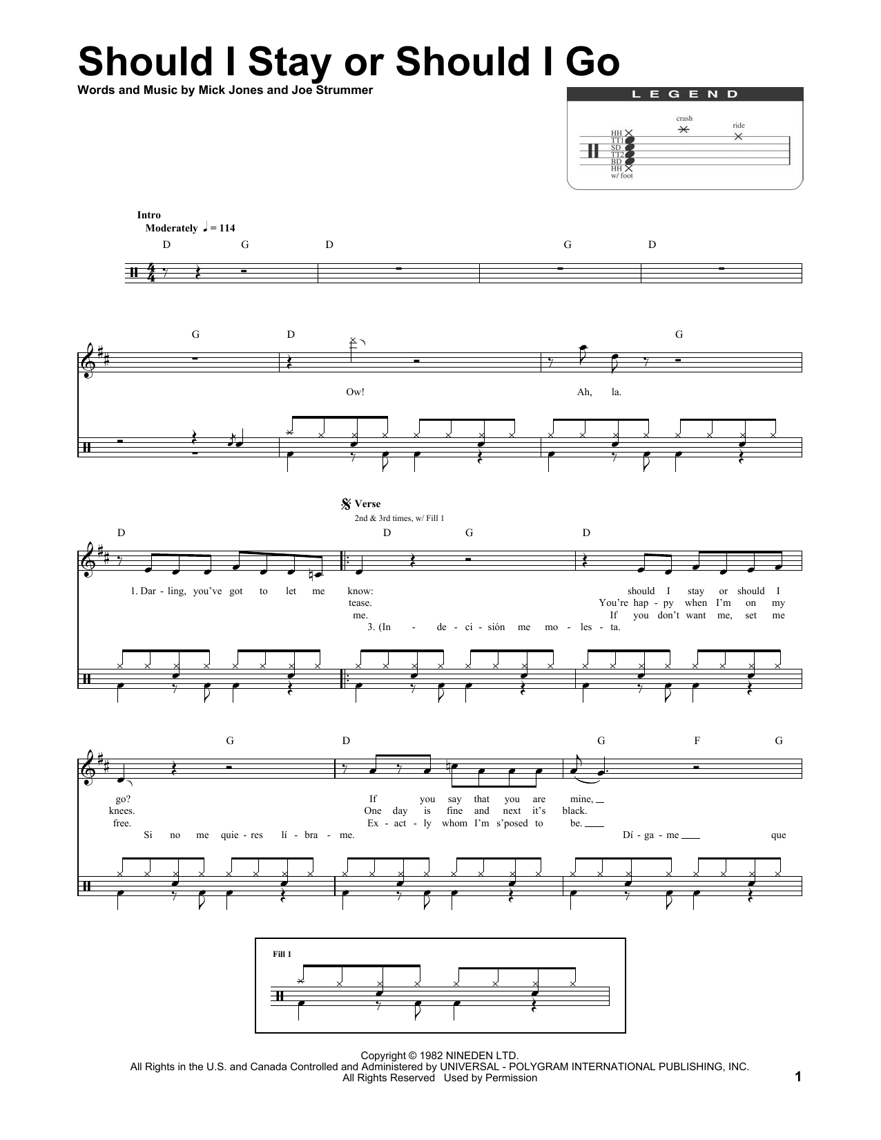 Should I Stay Or Should I Go (Drums Transcription) von The Clash