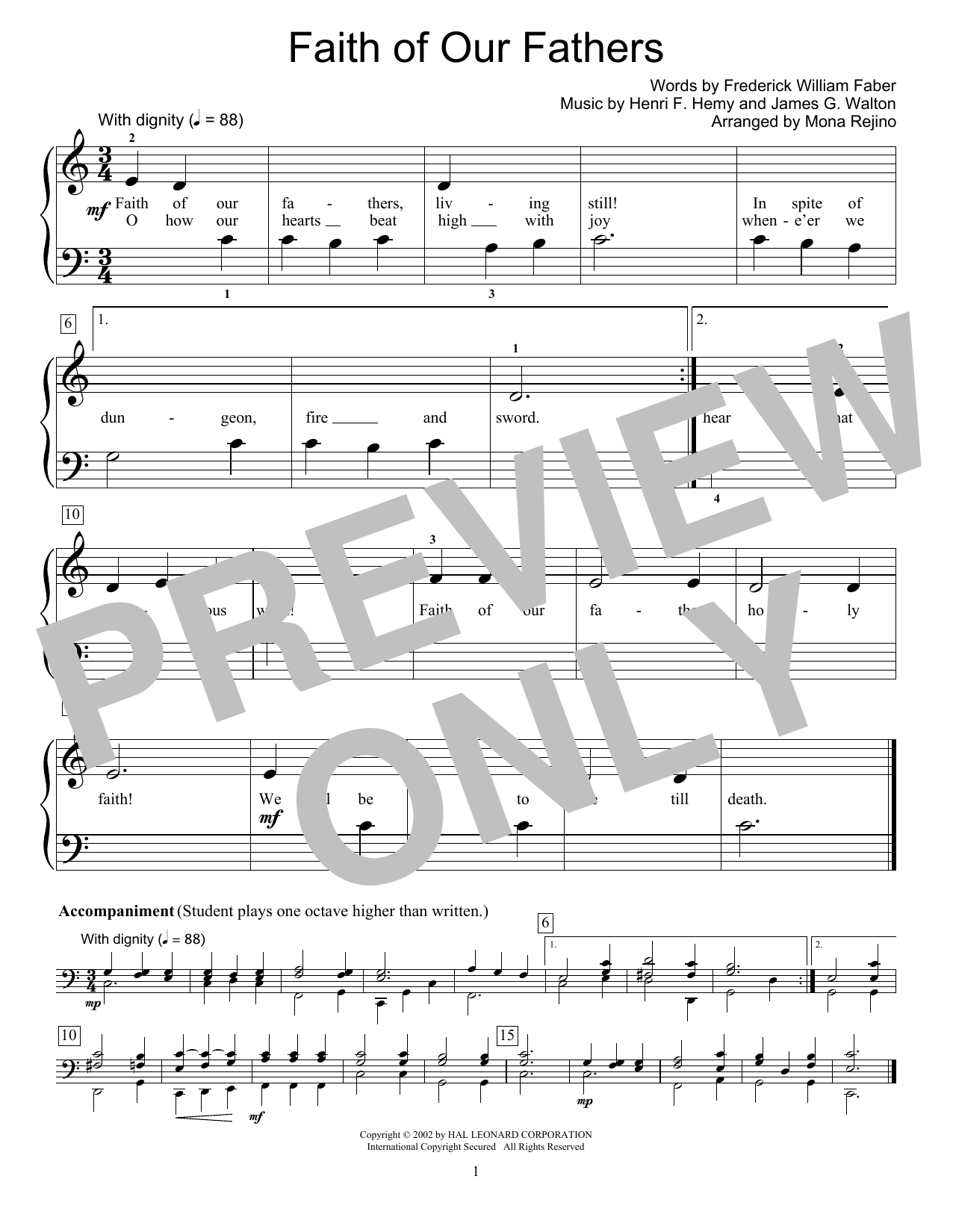 Faith Of Our Fathers (Educational Piano) von Frederick William Faber