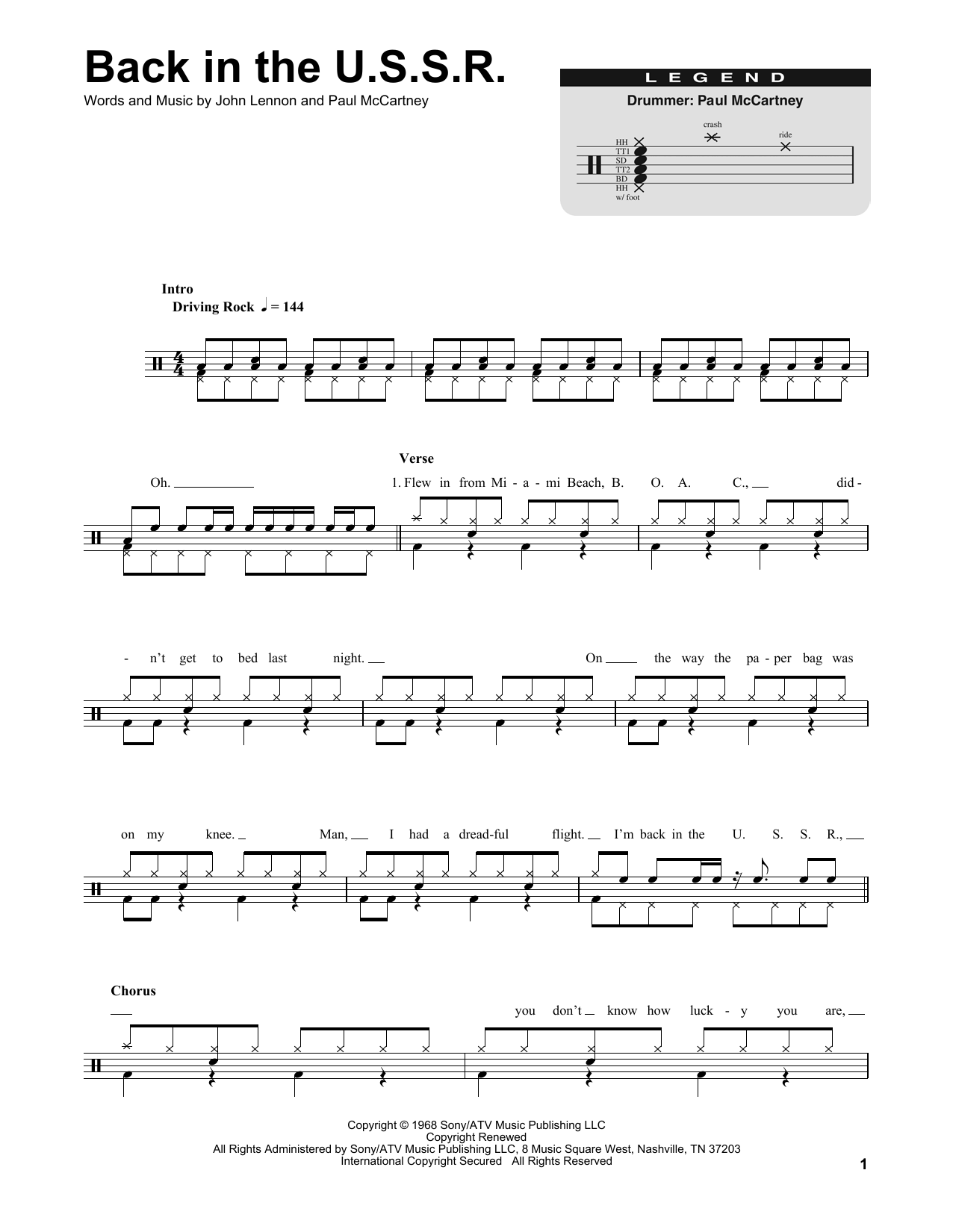 Back In The U.S.S.R. (Drums Transcription) von The Beatles