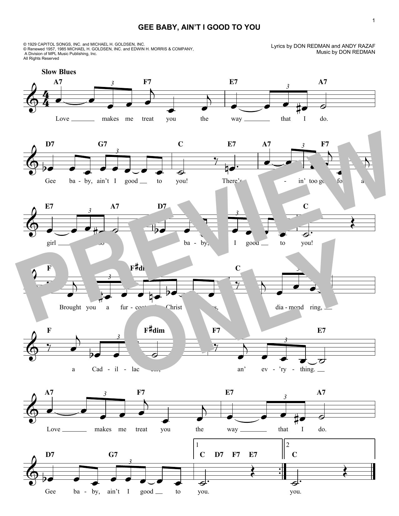 Gee Baby, Ain't I Good To You (Lead Sheet / Fake Book) von Don Redman