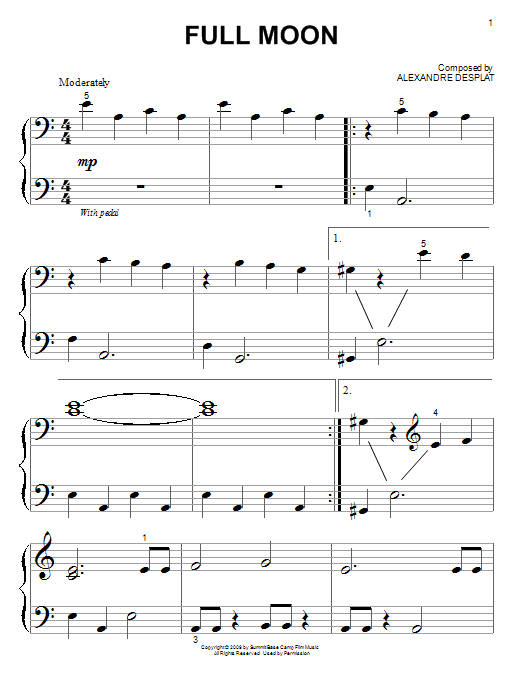 Full Moon (from The Twilight Saga: New Moon) (Big Note Piano) von Alexandre Desplat