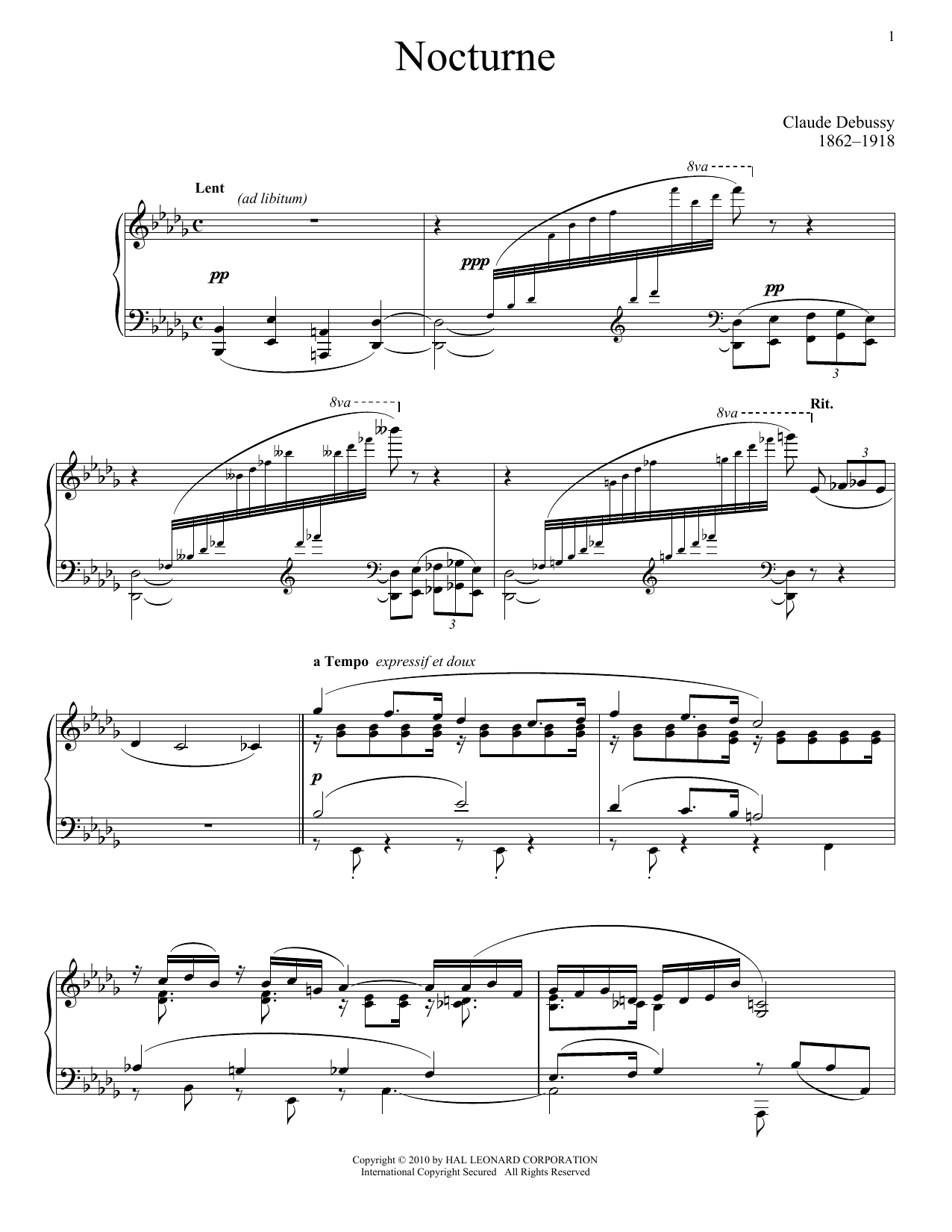 Nocturne (Piano Solo) von Claude Debussy