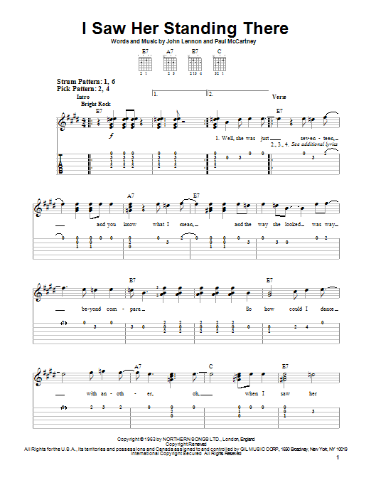 I Saw Her Standing There (Easy Guitar Tab) von The Beatles