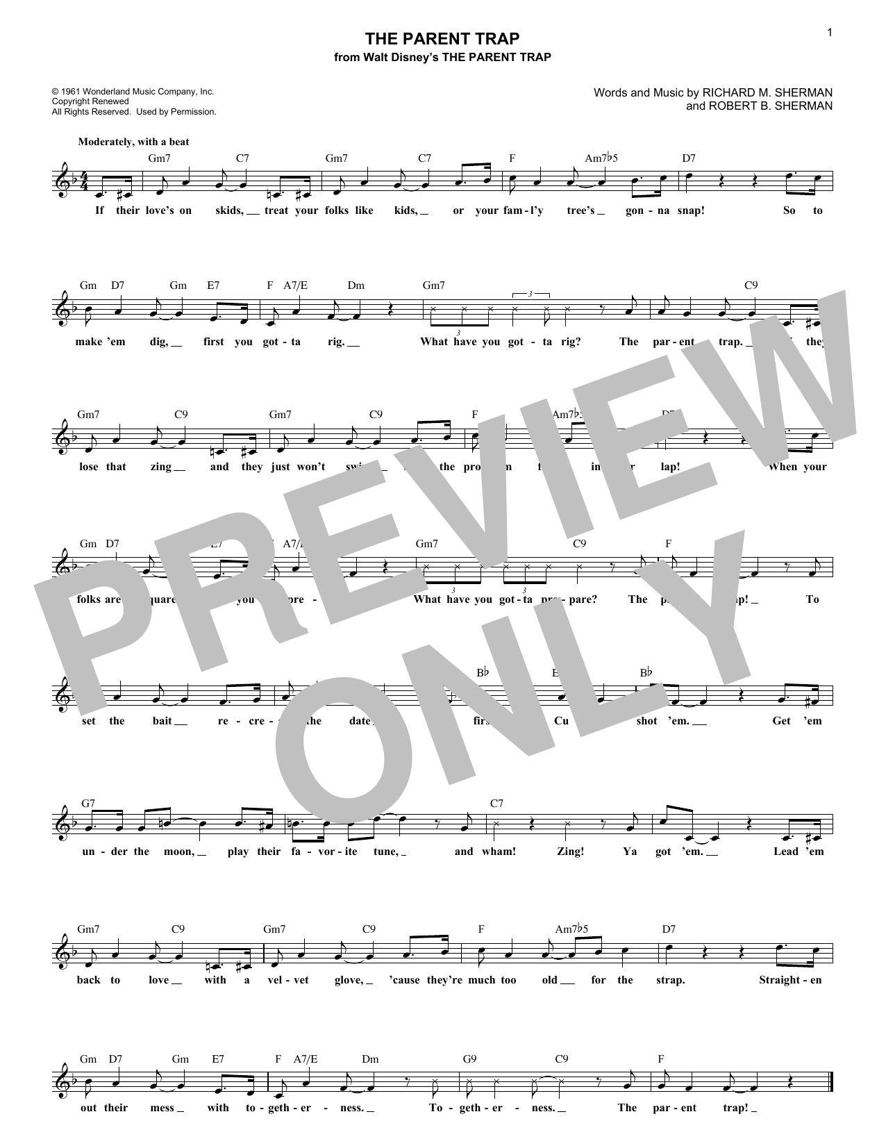 The Parent Trap (Lead Sheet / Fake Book) von Sherman Brothers