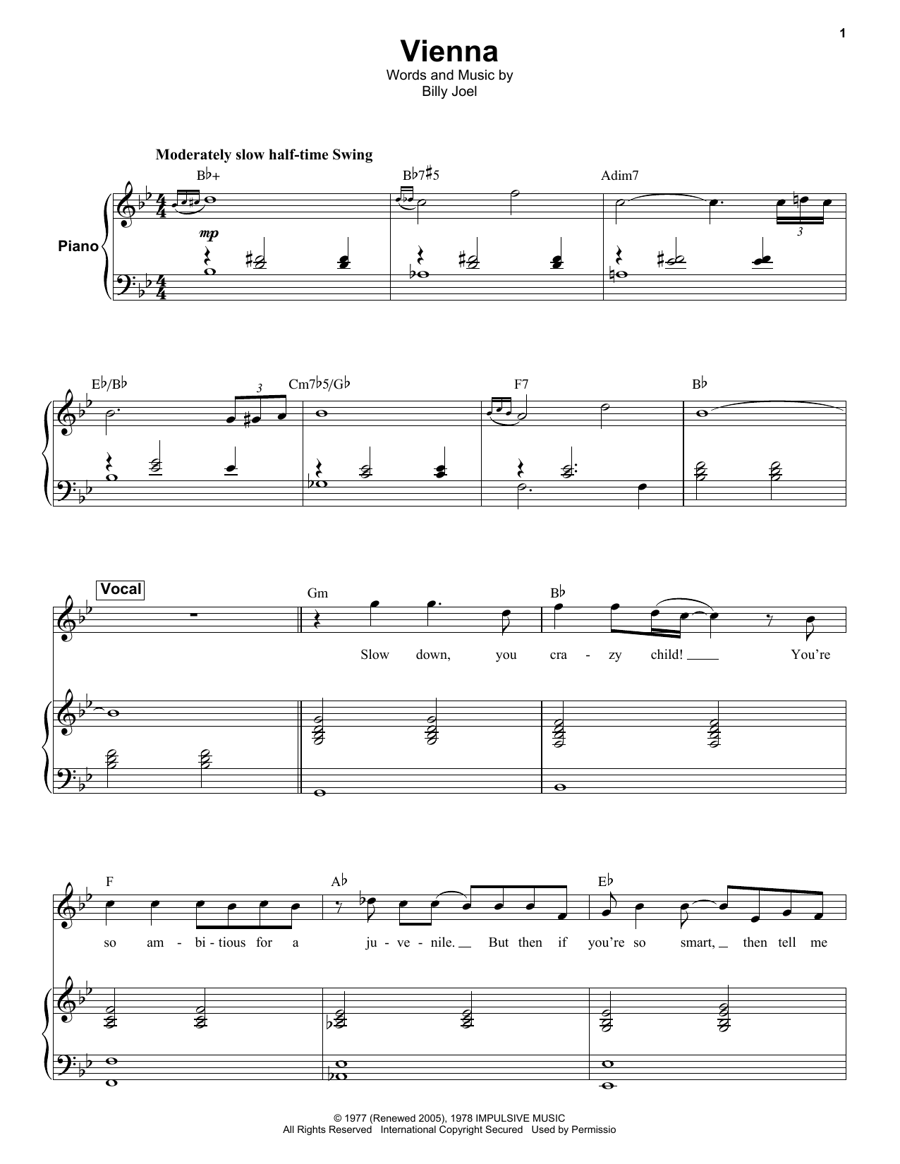 Vienna (Keyboard Transcription) von Billy Joel