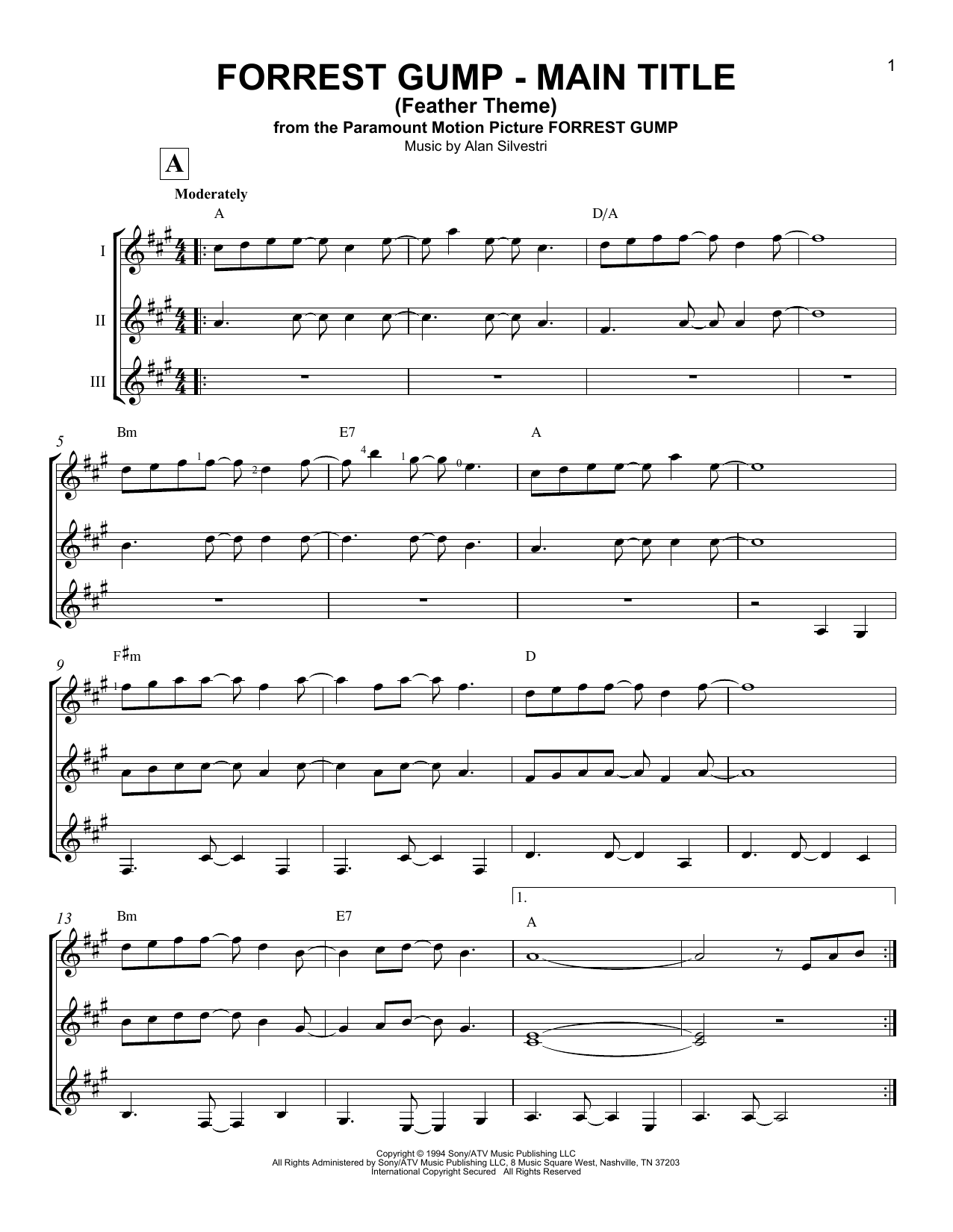 Forrest Gump - Main Title (Feather Theme) (Guitar Ensemble) von Alan Silvestri