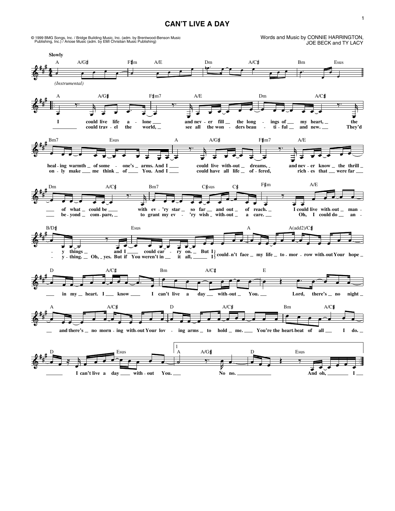 Can't Live A Day (Lead Sheet / Fake Book) von Avalon