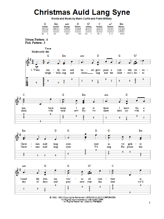 Christmas Auld Lang Syne (Easy Guitar Tab) von Bobby Darin