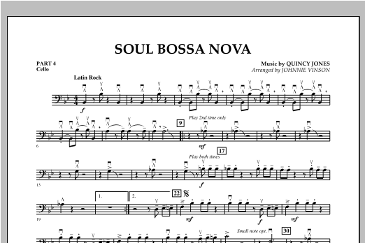 Soul Bossa Nova (arr. Johnnie Vinson) - Pt.4 - Cello (Concert Band: Flex-Band) von Quincy Jones
