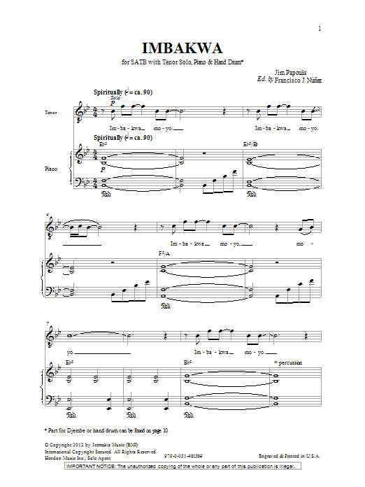 Imbakwa (SATB Choir) von Jim Papoulis