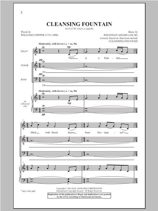 There Is A Fountain (SATB Choir) von Jonathan Adams