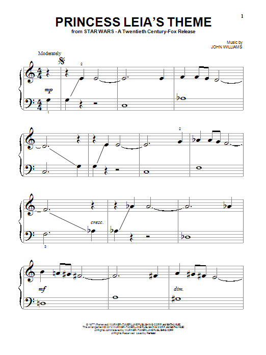 Princess Leia's Theme (Big Note Piano) von John Williams
