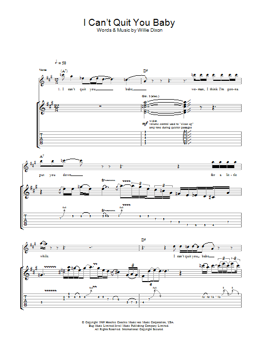 I Can't Quit You Baby (Guitar Tab) von Led Zeppelin