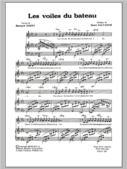 Voiles Du Bateau (Piano & Vocal) von Henri Salvador