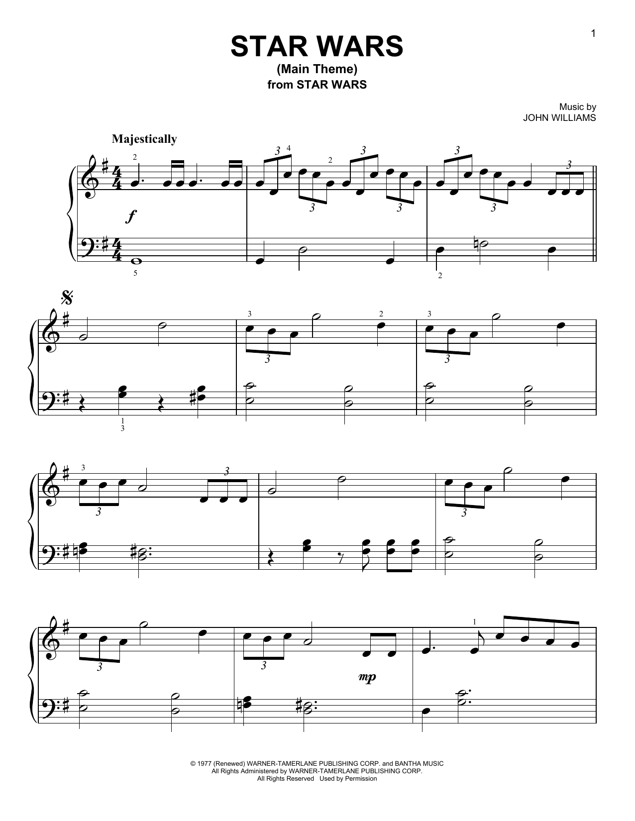 Star Wars (Main Theme) (Easy Piano) von John Williams