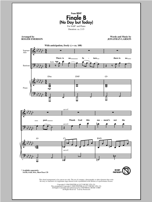 Finale B (No Day But Today) (SAB Choir) von Roger Emerson