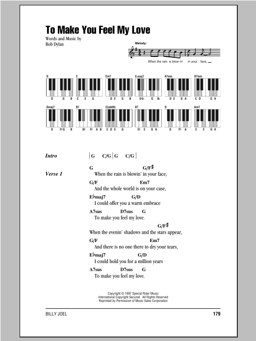 To Make You Feel My Love (Piano Chords/Lyrics) von Billy Joel