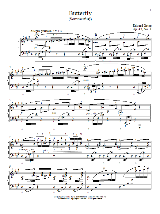 Butterfly (Sommerfugl), Op. 43, No. 1 (Piano Solo) von William Westney