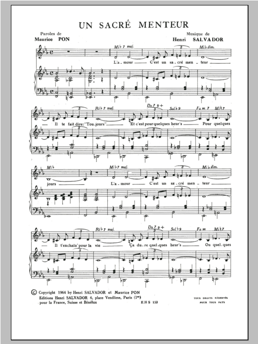 Sacre Menteur (Piano & Vocal) von Henri Salvador