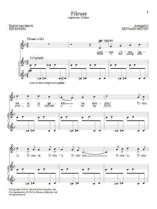 Fileuse (Piano & Vocal) von Benjamin Britten