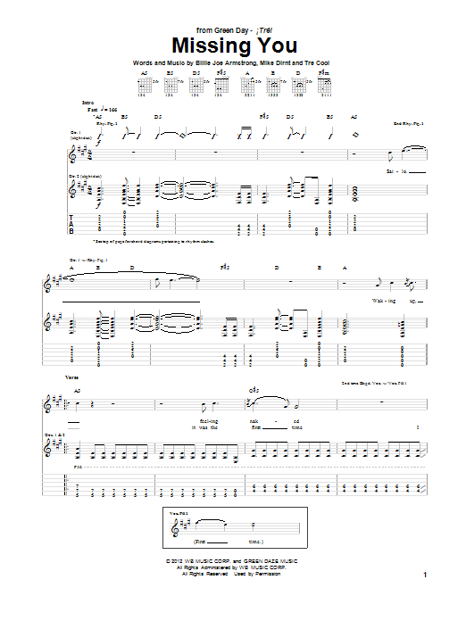 Missing You (Guitar Tab) von Green Day