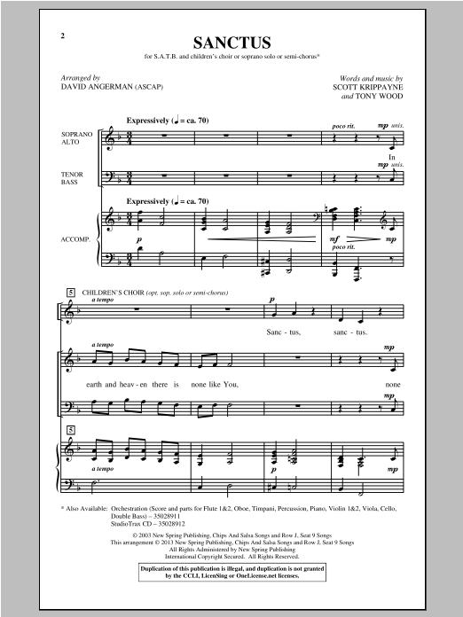 Sanctus (SATB Choir) von David Angerman
