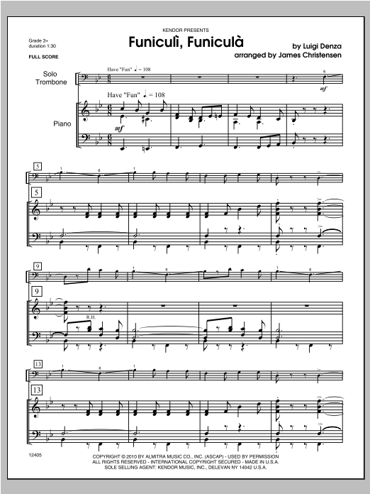 Funiculi, funicul - Piano/Score (Brass Solo) von Christensen