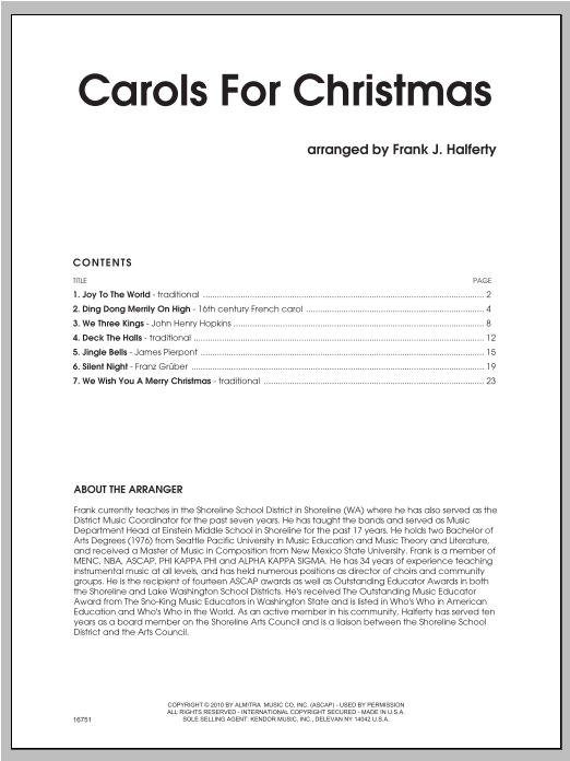 Carols for Christmas - Full Score (Woodwind Ensemble) von Halferty