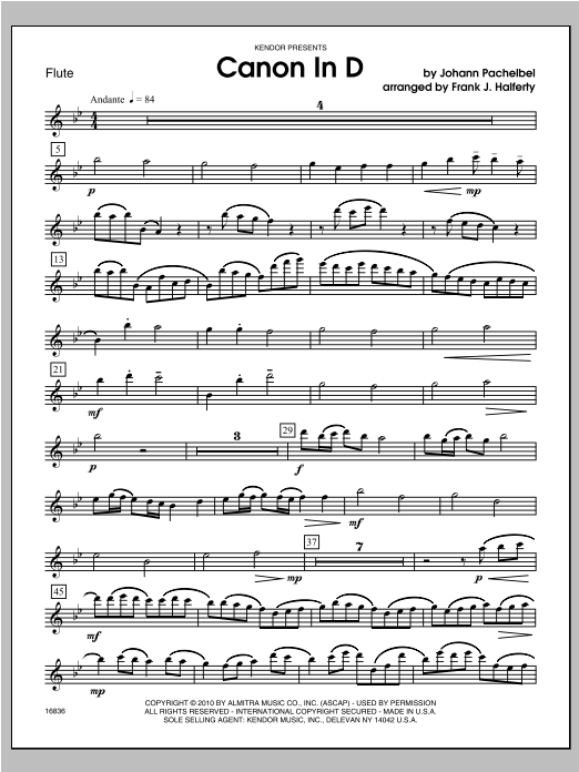 Canon In D - Flute (Woodwind Ensemble) von Halferty