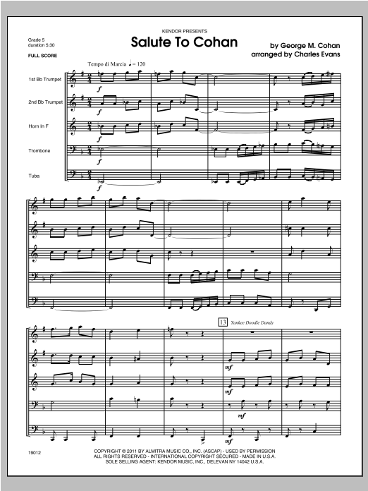 Salute To Cohan - Full Score (Brass Ensemble) von Evans