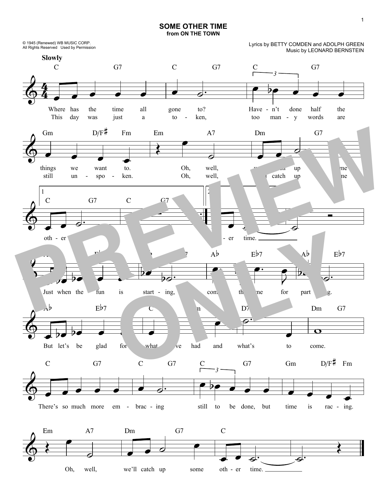 Some Other Time (from On the Town) (Lead Sheet / Fake Book) von Leonard Bernstein