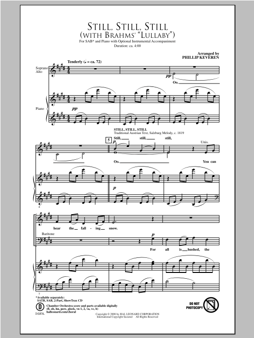 Still, Still, Still (with Brahm's Lullaby) (SAB Choir) von Phillip Keveren