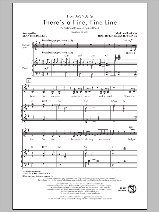 There's A Fine, Fine Line (SAB Choir) von Alan Billingsley