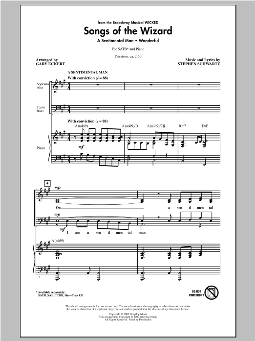 Songs of the Wizard (from Wicked) (SATB Choir) von Gary Eckert