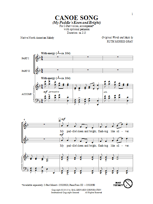 Canoe Song (2-Part Choir) von Ruth Morris Gray