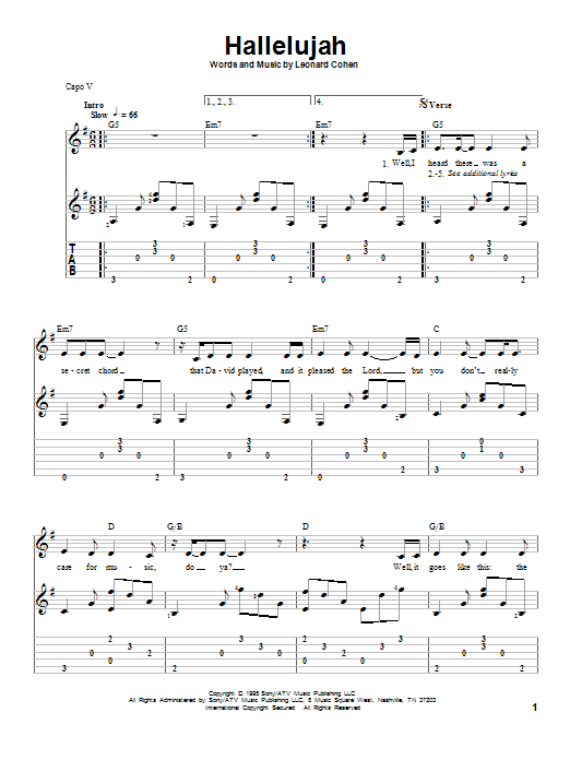 Hallelujah (Solo Guitar) von Leonard Cohen