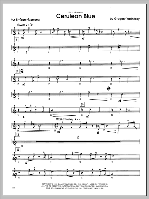 Cerulean Blue - Tenor Sax 1 (Jazz Ensemble) von Yasinitsky