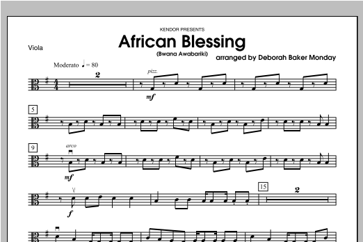 African Blessing (Bwana Awabariki) - Viola (Orchestra) von Deborah Baker Monday