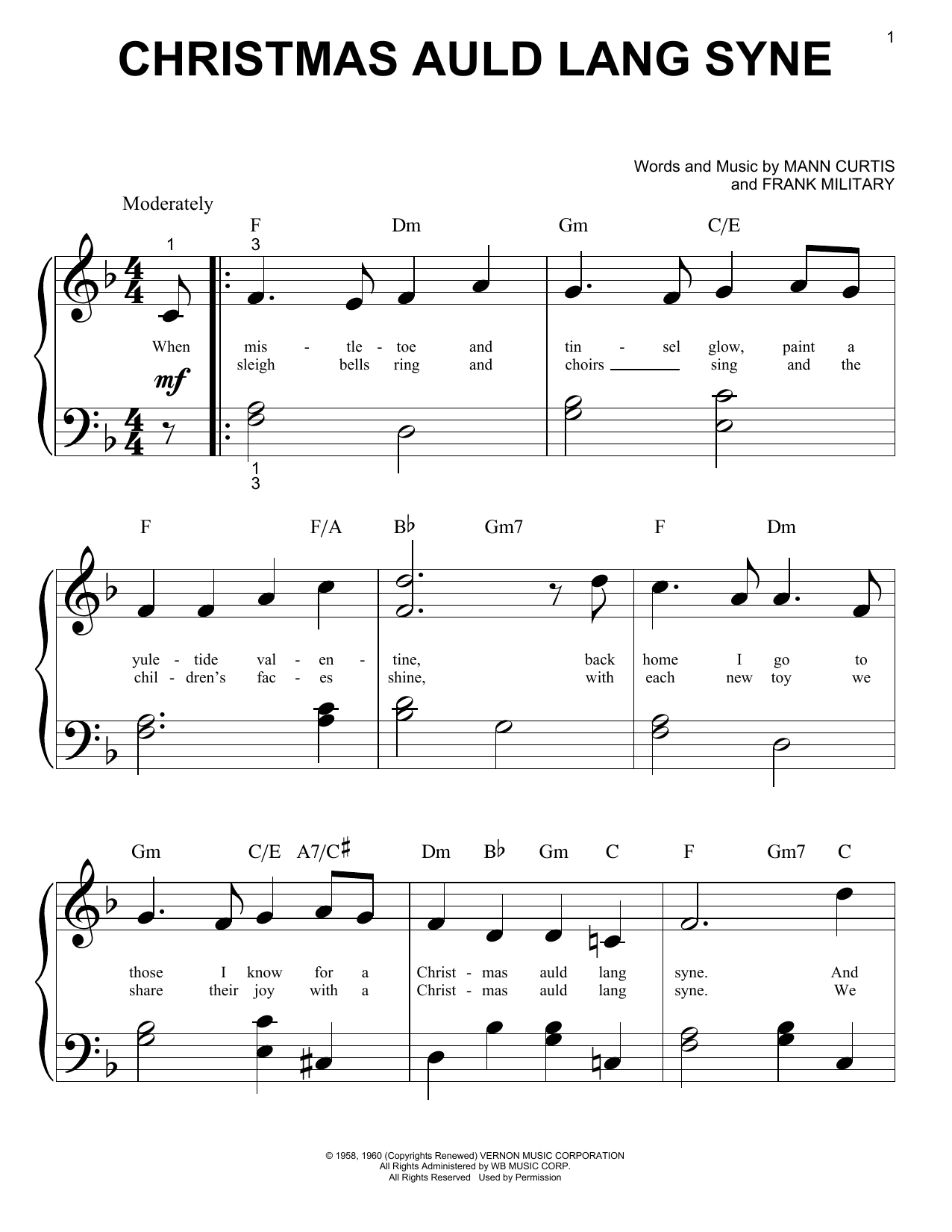 Christmas Auld Lang Syne (Big Note Piano) von Bobby Darin