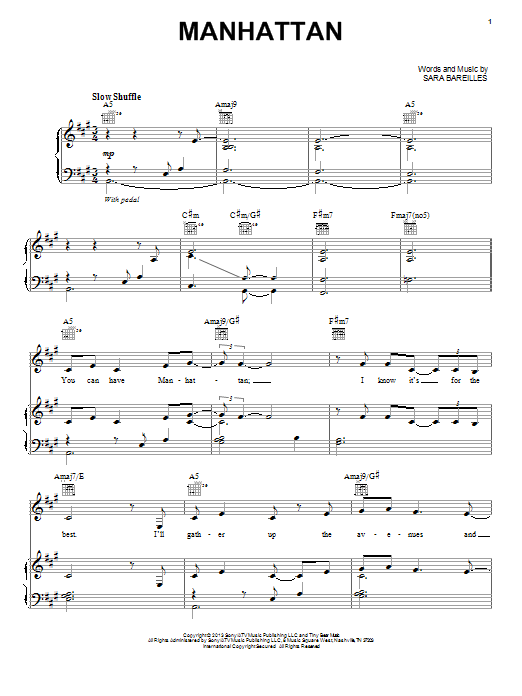 Manhattan (Piano, Vocal & Guitar Chords (Right-Hand Melody)) von Sara Bareilles