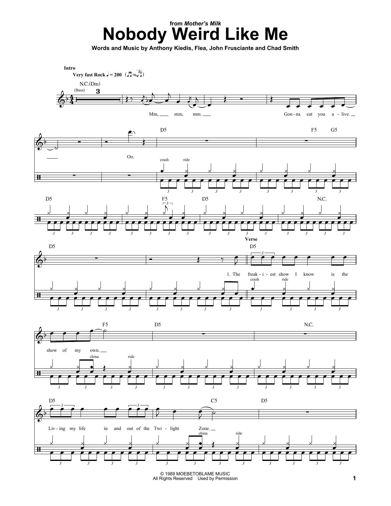 Nobody Weird Like Me (Drums Transcription) von Red Hot Chili Peppers